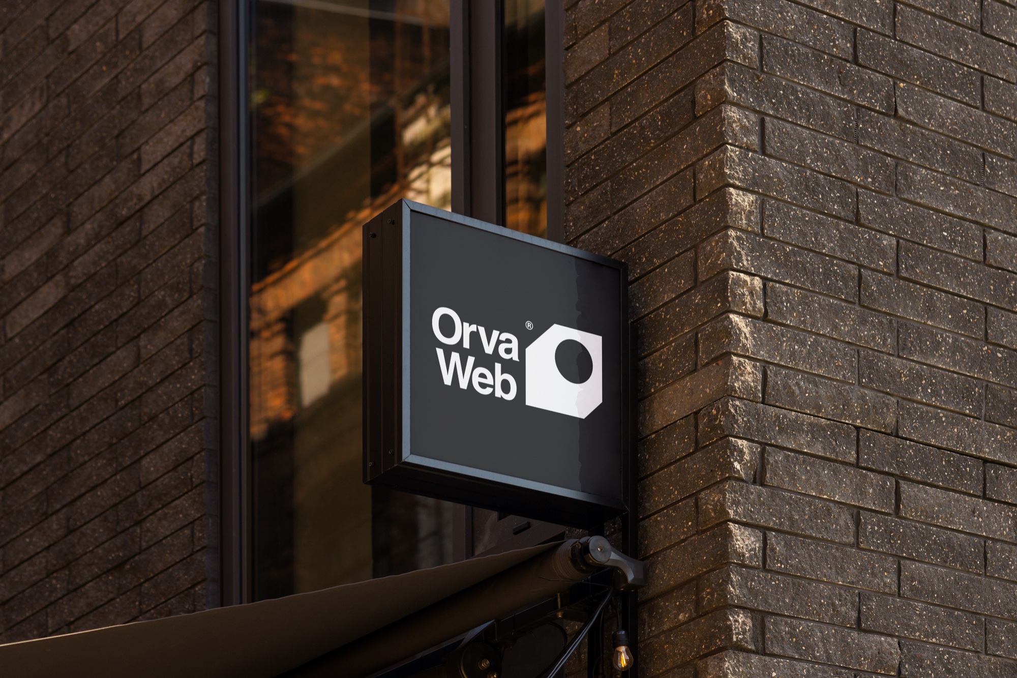 The OrvaWeb sign outside the studio, London
